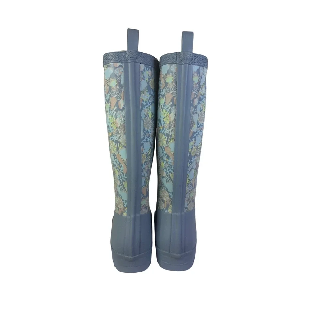 Helly Hansen Women's Tall Floral Spring Rain Boots Blue Print Waterproof Size M